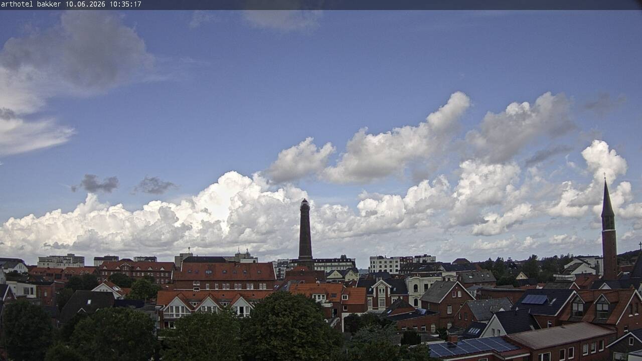 Archiv Foto Webcam Borkum: Blick auf Altstadt und Leuchtturm