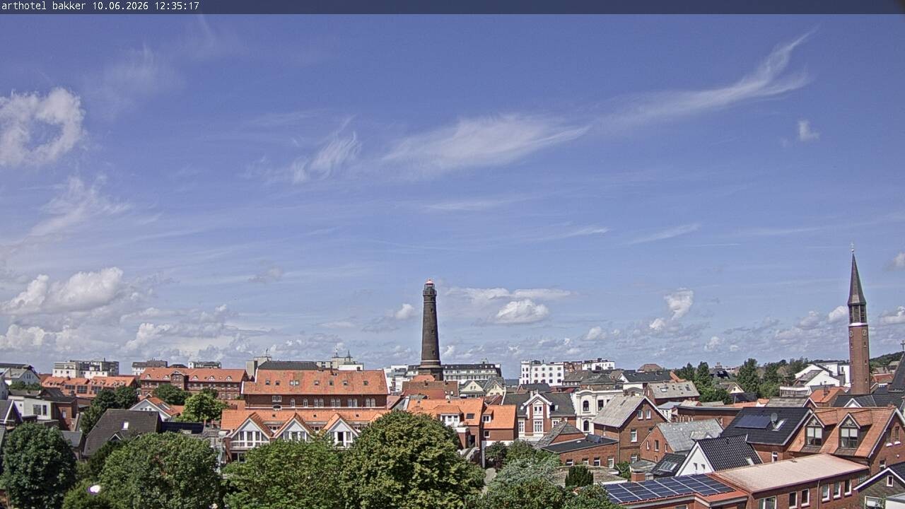 Archiv Foto Webcam Borkum: Blick auf Altstadt und Leuchtturm