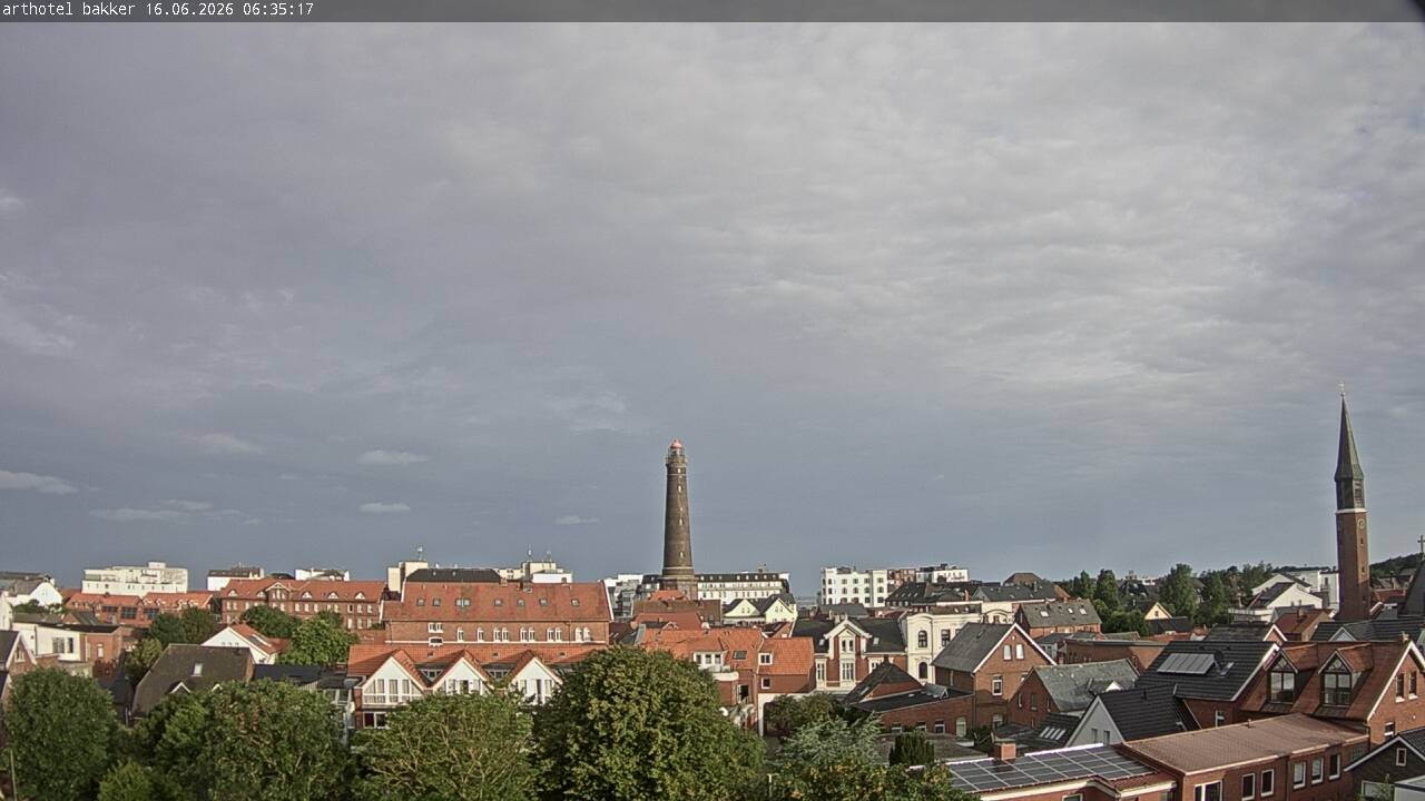 Archiv Foto Webcam Borkum: Blick auf Altstadt und Leuchtturm