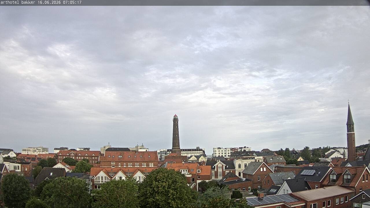 Archiv Foto Webcam Borkum: Blick auf Altstadt und Leuchtturm