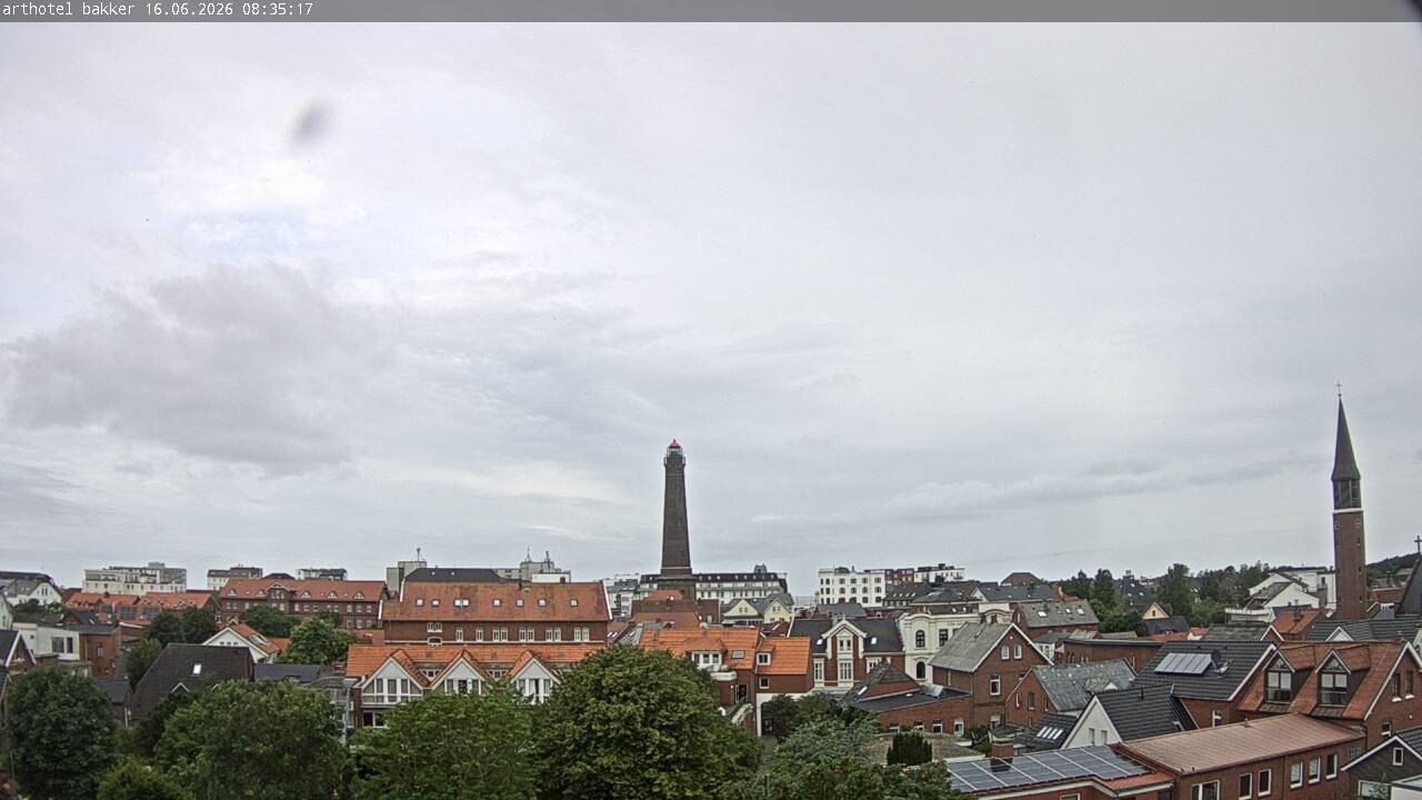 Archiv Foto Webcam Borkum: Blick auf Altstadt und Leuchtturm