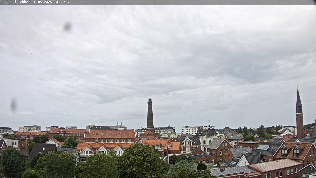 Archiv Foto Webcam Borkum: Blick auf Altstadt und Leuchtturm
