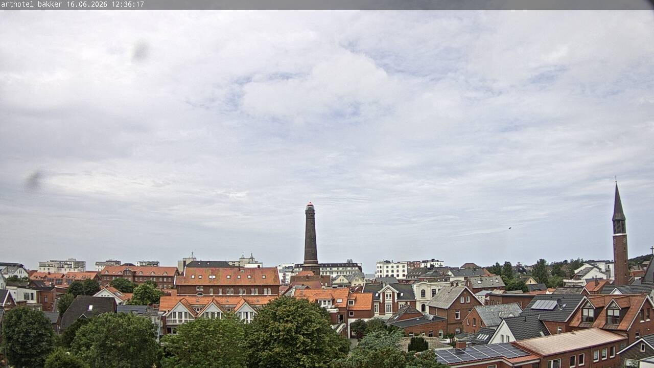 Archiv Foto Webcam Borkum: Blick auf Altstadt und Leuchtturm