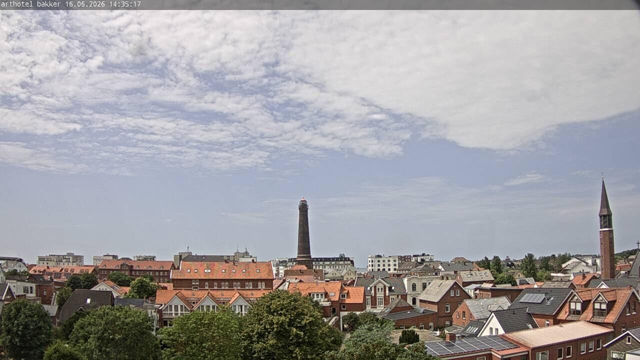 Archiv Foto Webcam Borkum: Blick auf Altstadt und Leuchtturm