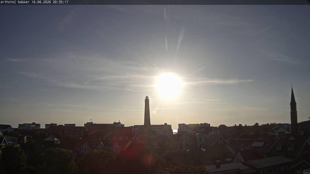 Archiv Foto Webcam Borkum: Blick auf Altstadt und Leuchtturm