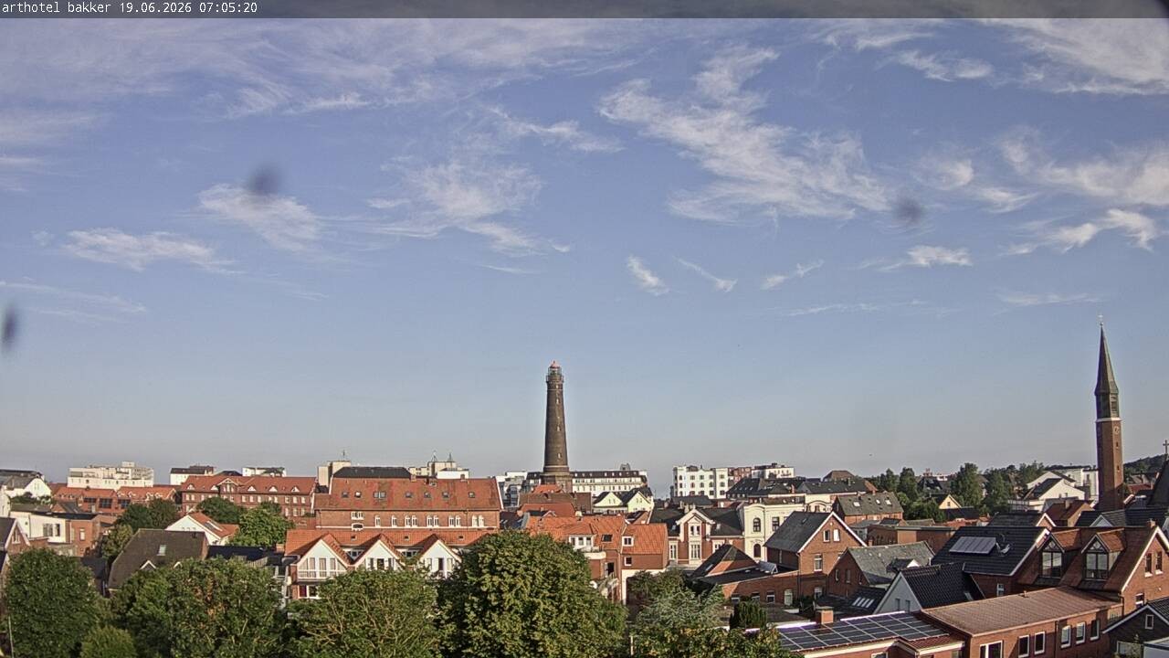 Archiv Foto Webcam Borkum: Blick auf Altstadt und Leuchtturm
