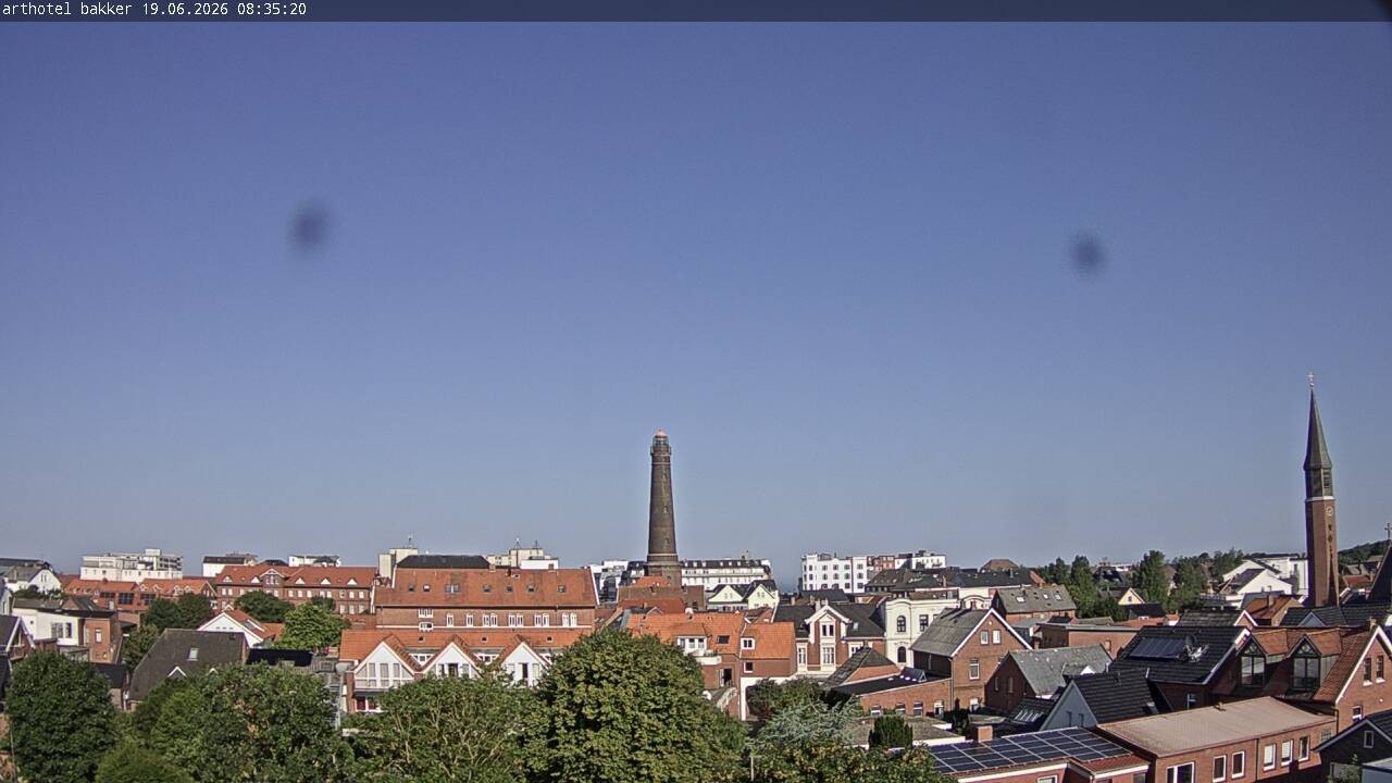 Archiv Foto Webcam Borkum: Blick auf Altstadt und Leuchtturm
