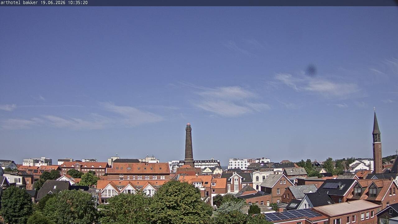 Archiv Foto Webcam Borkum: Blick auf Altstadt und Leuchtturm