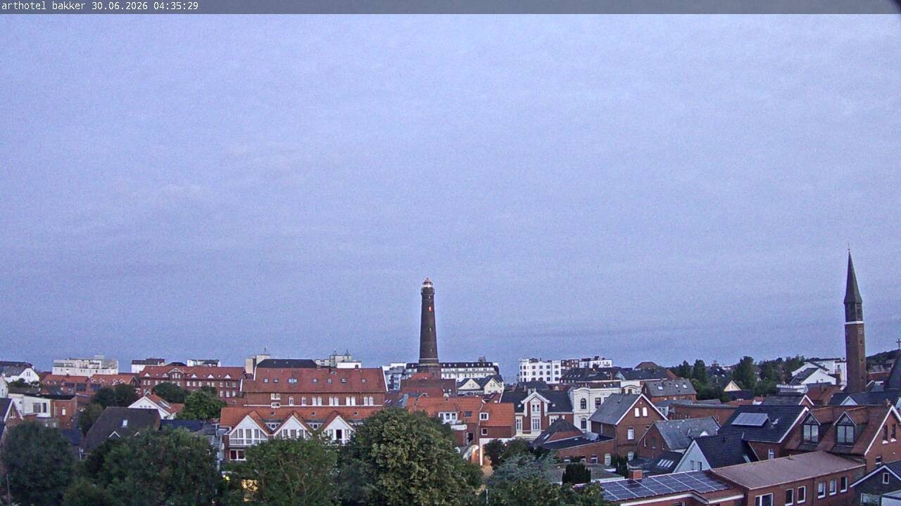 Archiv Foto Webcam Borkum: Blick auf Altstadt und Leuchtturm