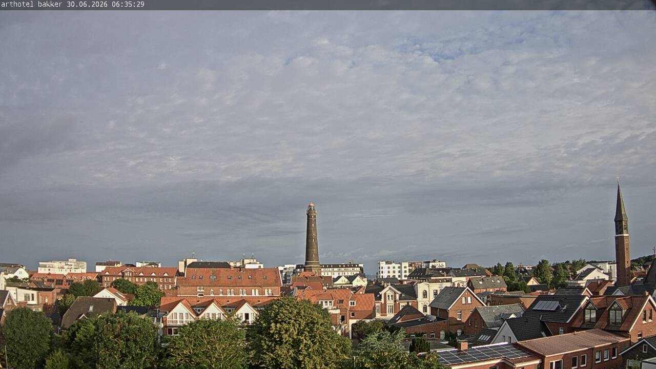Archiv Foto Webcam Borkum: Blick auf Altstadt und Leuchtturm