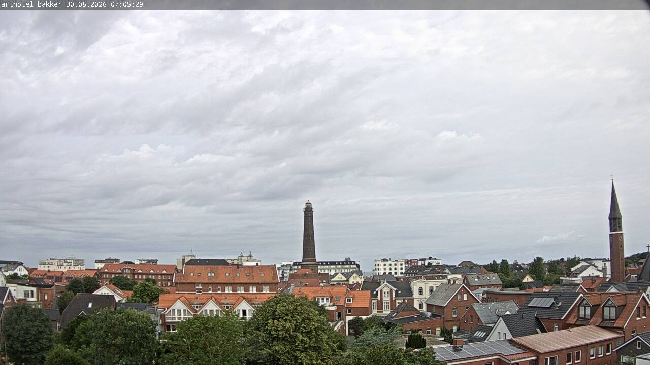 Archiv Foto Webcam Borkum: Blick auf Altstadt und Leuchtturm
