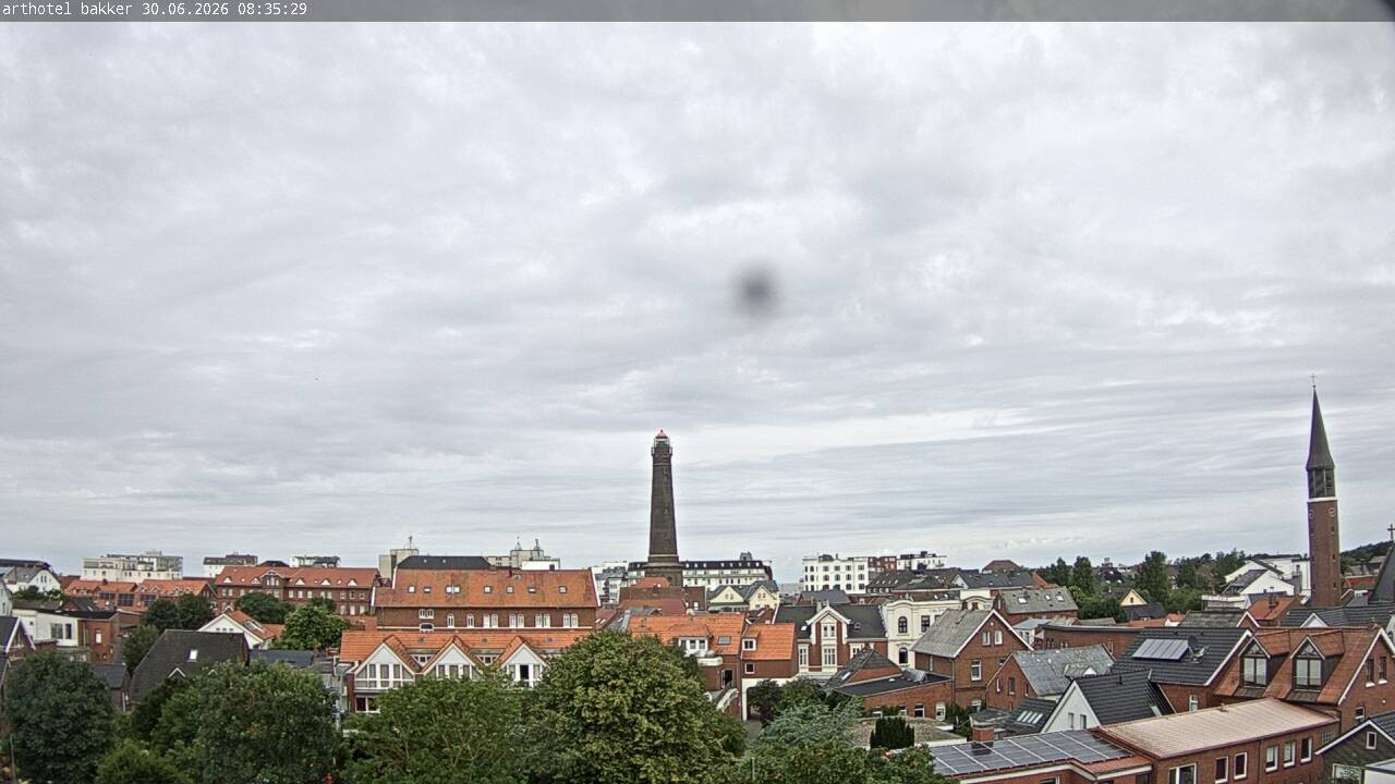 Archiv Foto Webcam Borkum: Blick auf Altstadt und Leuchtturm