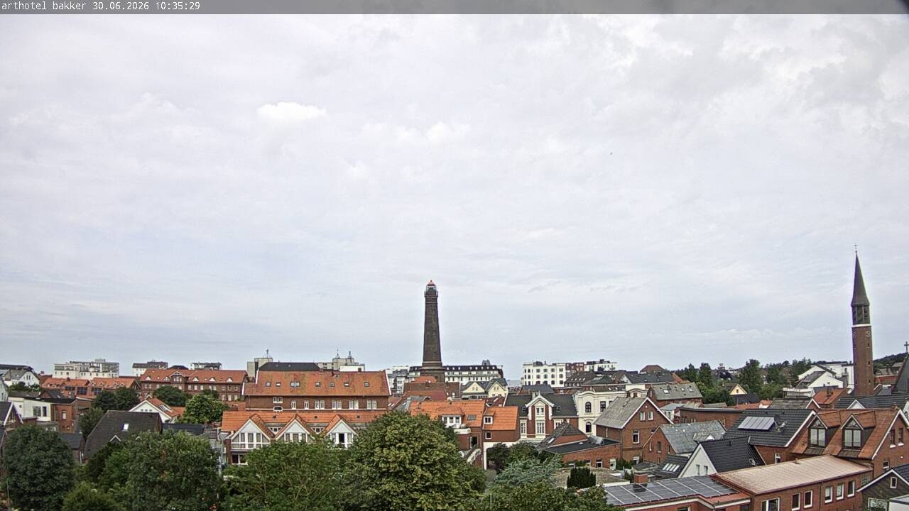 Archiv Foto Webcam Borkum: Blick auf Altstadt und Leuchtturm