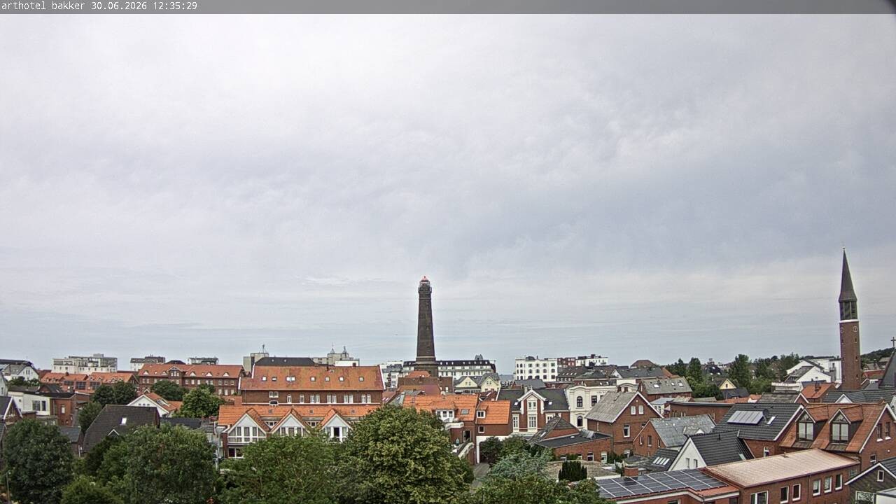 Archiv Foto Webcam Borkum: Blick auf Altstadt und Leuchtturm