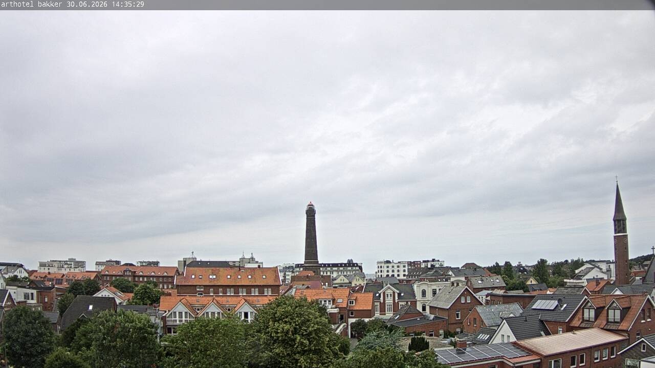 Archiv Foto Webcam Borkum: Blick auf Altstadt und Leuchtturm