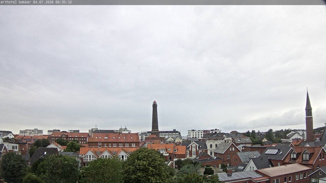 Archiv Foto Webcam Borkum: Blick auf Altstadt und Leuchtturm