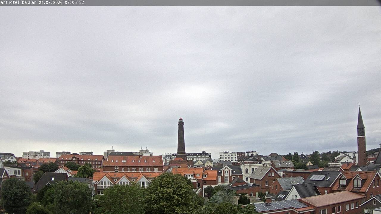 Archiv Foto Webcam Borkum: Blick auf Altstadt und Leuchtturm