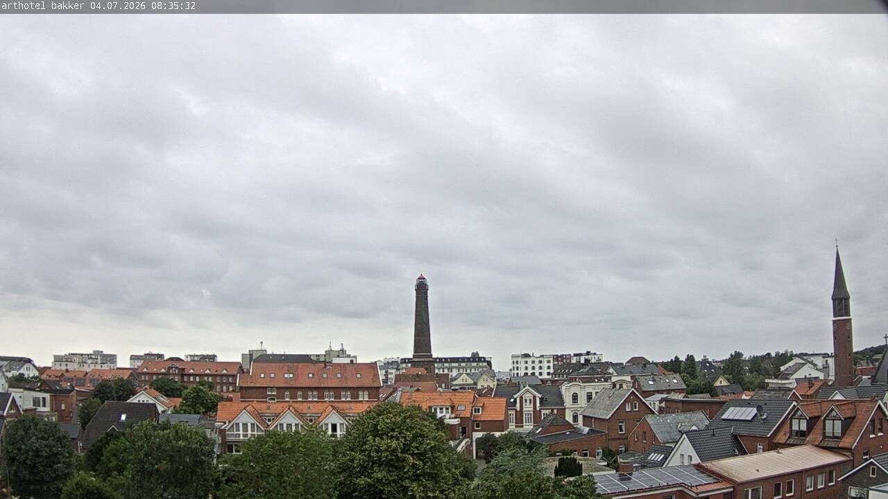 Archiv Foto Webcam Borkum: Blick auf Altstadt und Leuchtturm