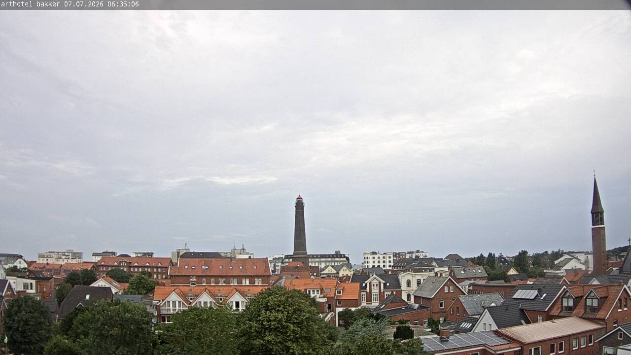 Archiv Foto Webcam Borkum: Blick auf Altstadt und Leuchtturm
