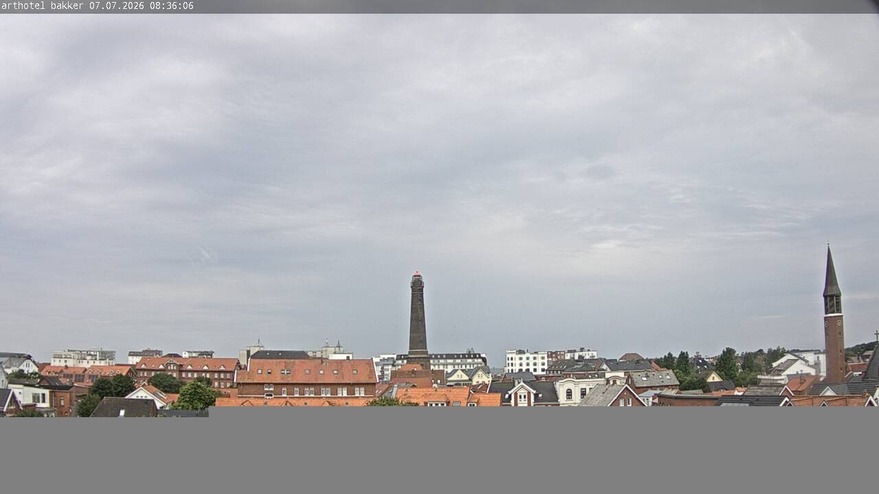 Archiv Foto Webcam Borkum: Blick auf Altstadt und Leuchtturm