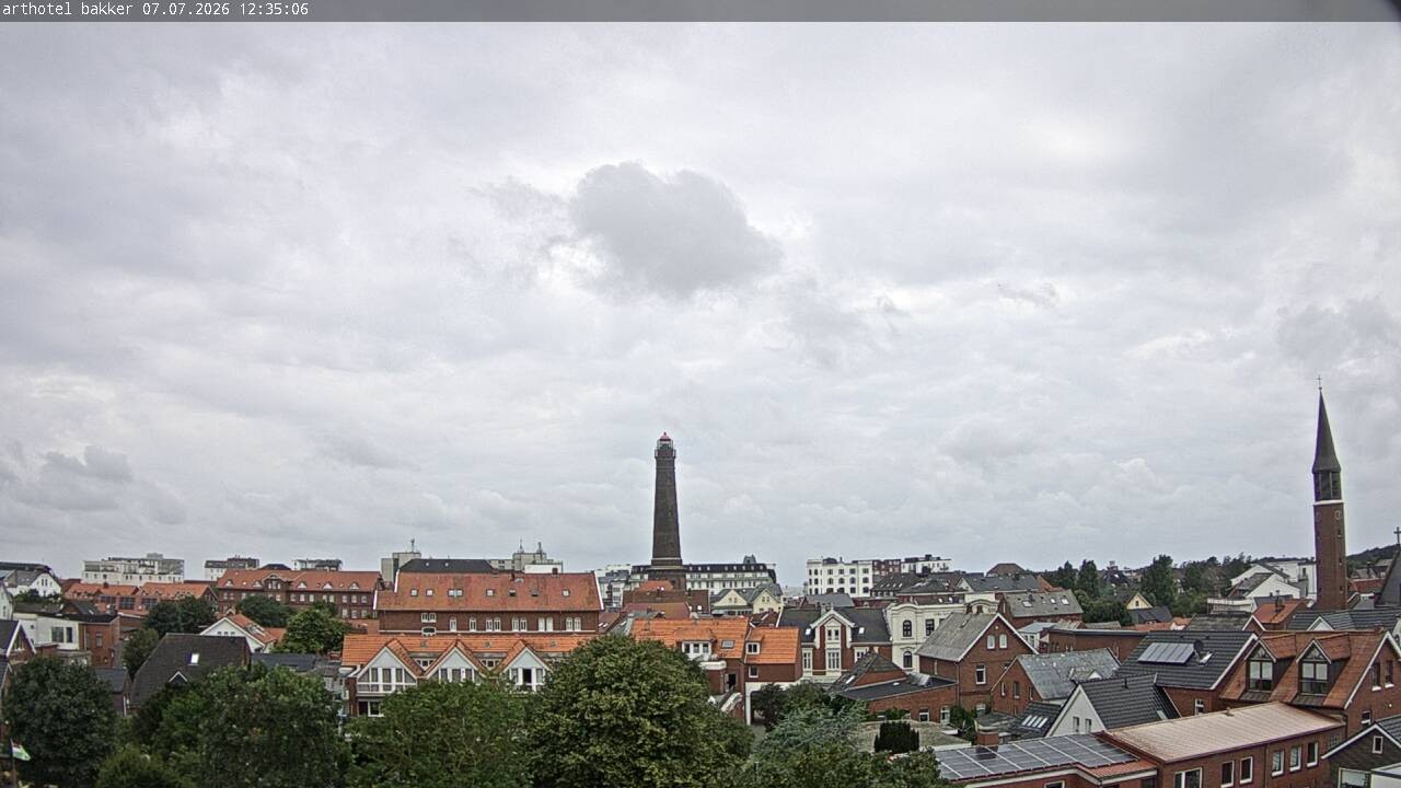 Archiv Foto Webcam Borkum: Blick auf Altstadt und Leuchtturm