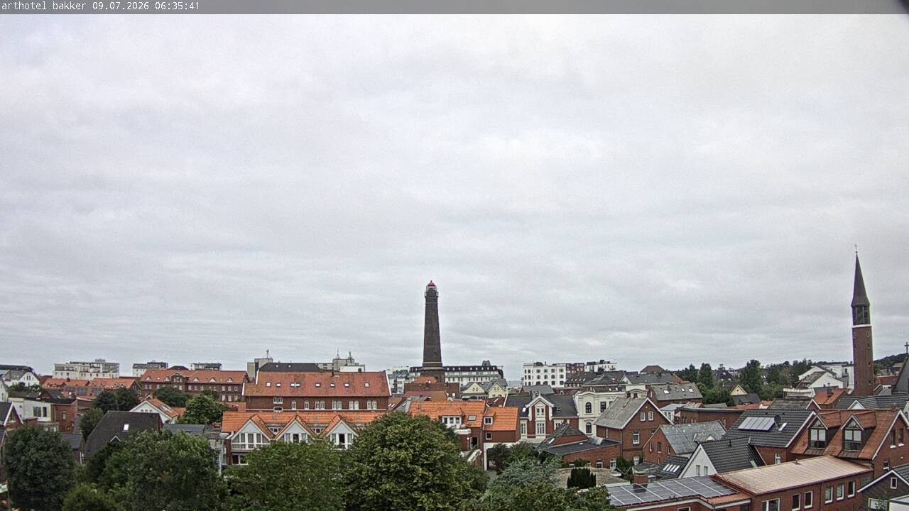 Archiv Foto Webcam Borkum: Blick auf Altstadt und Leuchtturm