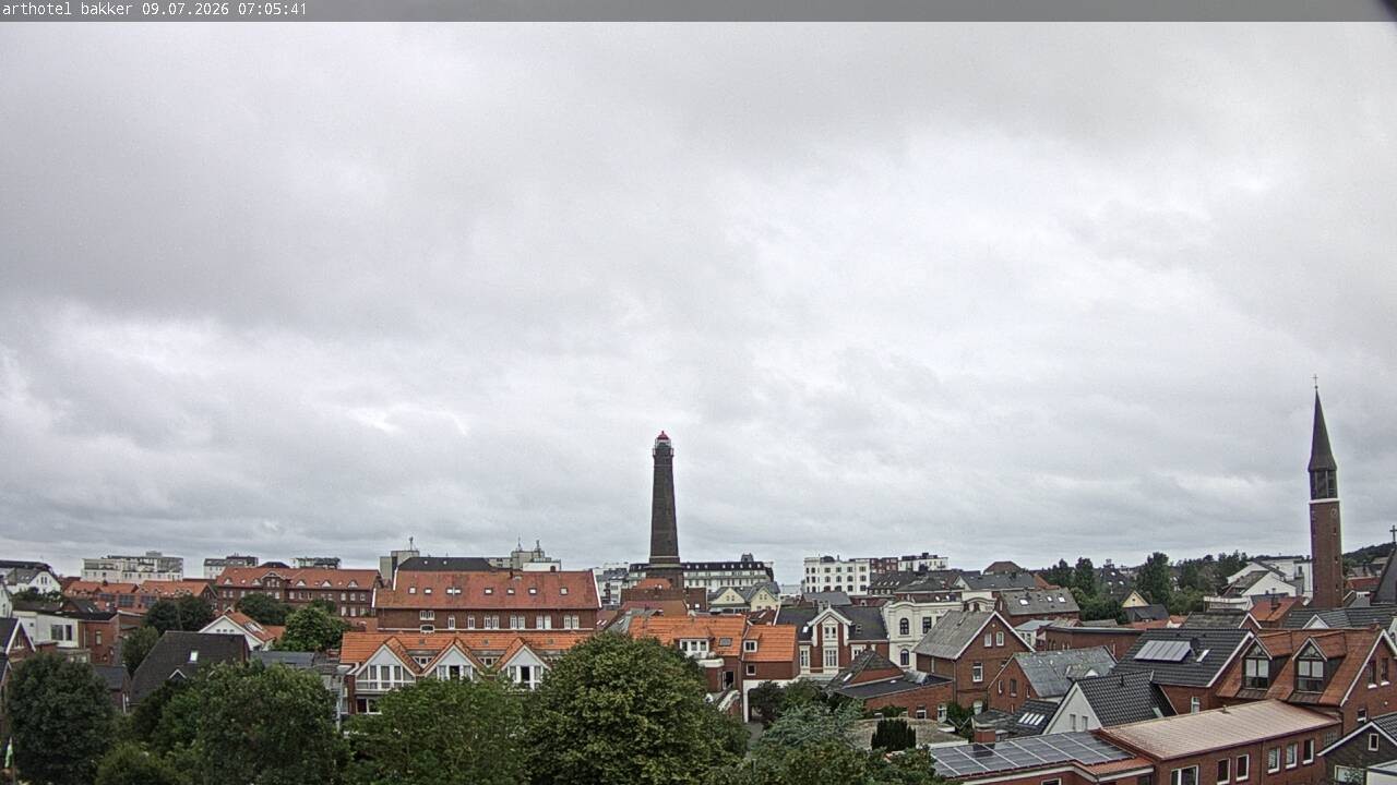 Archiv Foto Webcam Borkum: Blick auf Altstadt und Leuchtturm