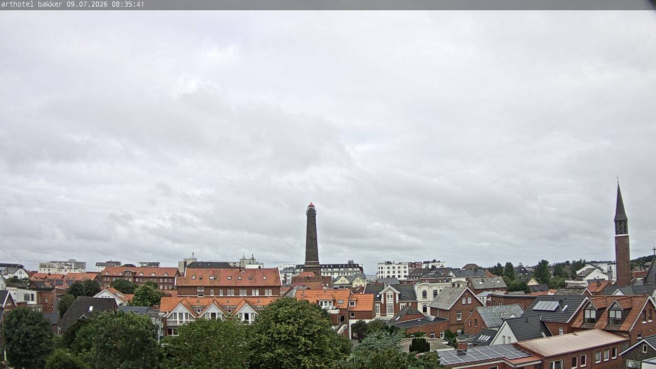 Archiv Foto Webcam Borkum: Blick auf Altstadt und Leuchtturm