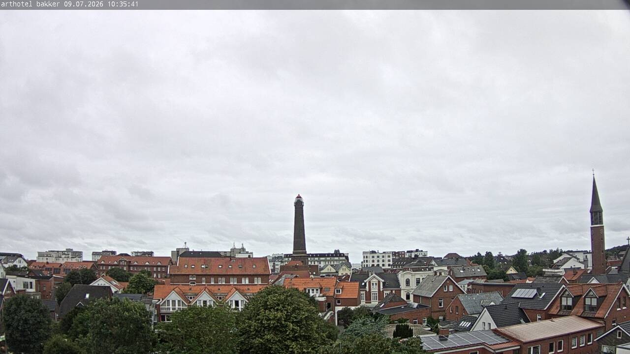 Archiv Foto Webcam Borkum: Blick auf Altstadt und Leuchtturm