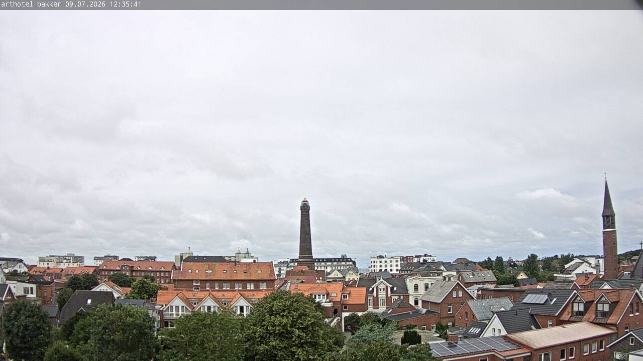 Archiv Foto Webcam Borkum: Blick auf Altstadt und Leuchtturm