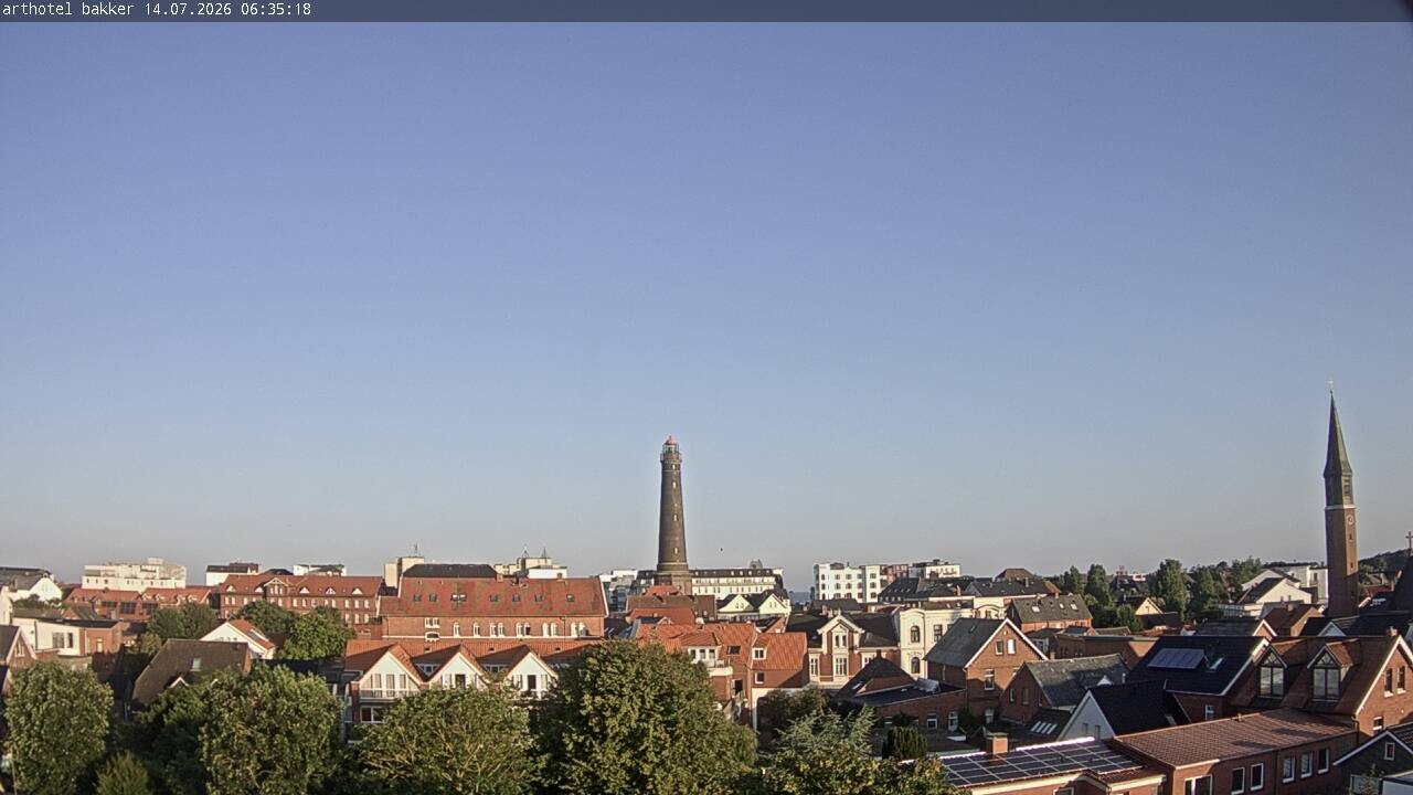 Archiv Foto Webcam Borkum: Blick auf Altstadt und Leuchtturm