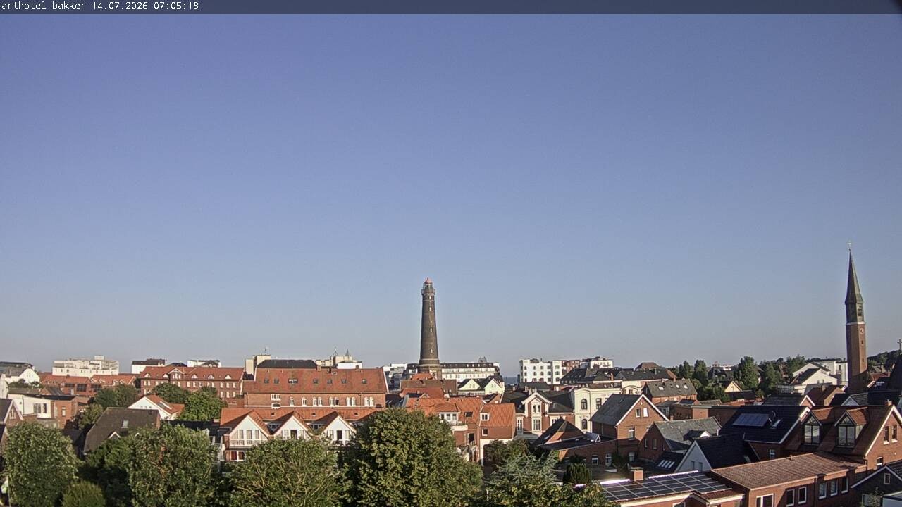 Archiv Foto Webcam Borkum: Blick auf Altstadt und Leuchtturm