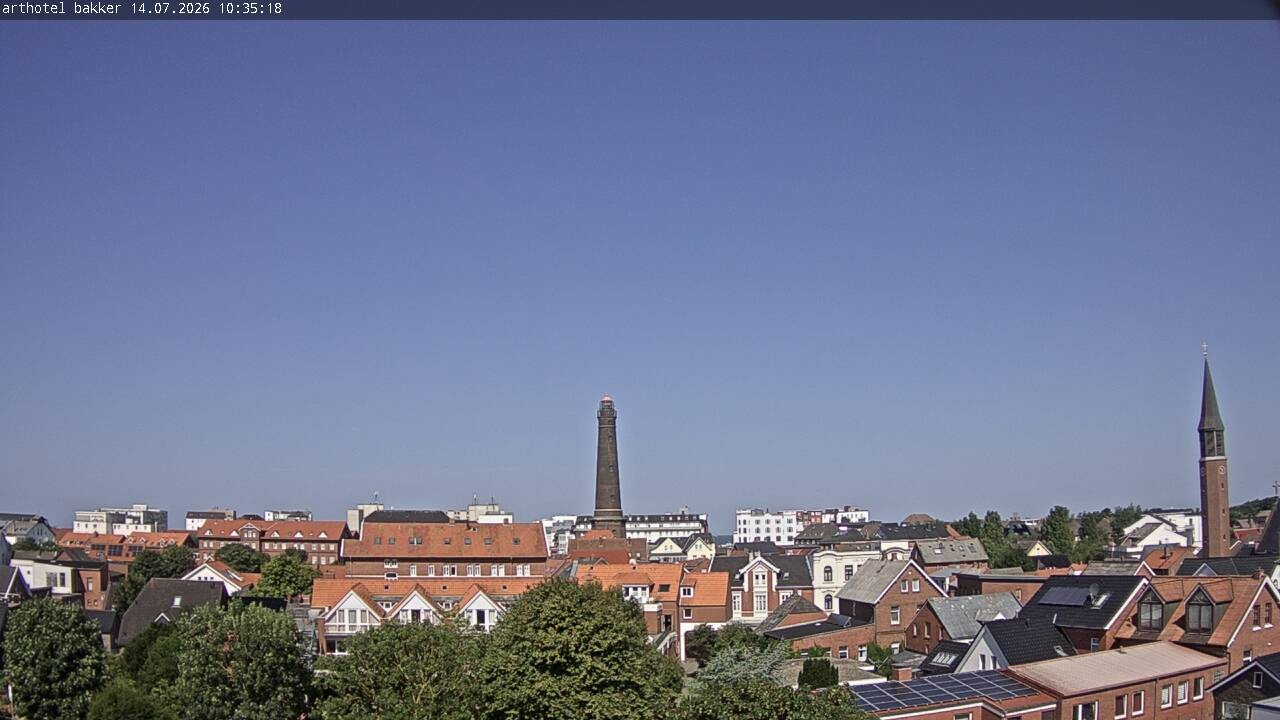 Archiv Foto Webcam Borkum: Blick auf Altstadt und Leuchtturm