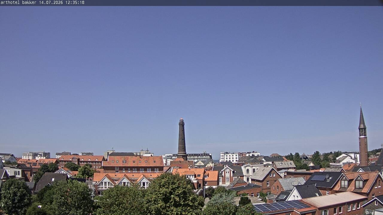 Archiv Foto Webcam Borkum: Blick auf Altstadt und Leuchtturm