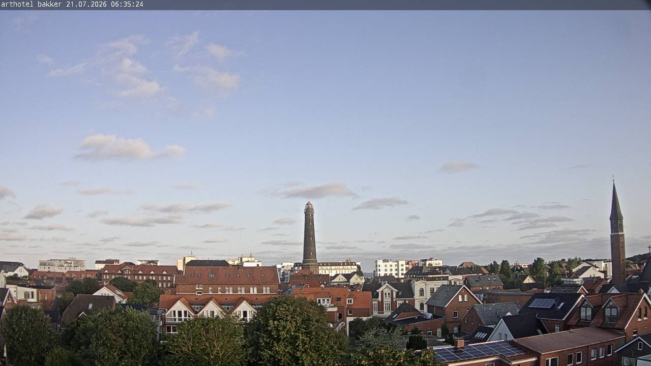 Archiv Foto Webcam Borkum: Blick auf Altstadt und Leuchtturm