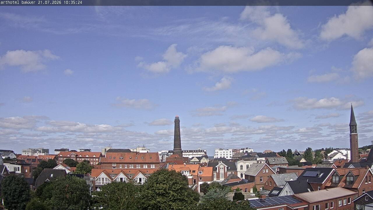Archiv Foto Webcam Borkum: Blick auf Altstadt und Leuchtturm