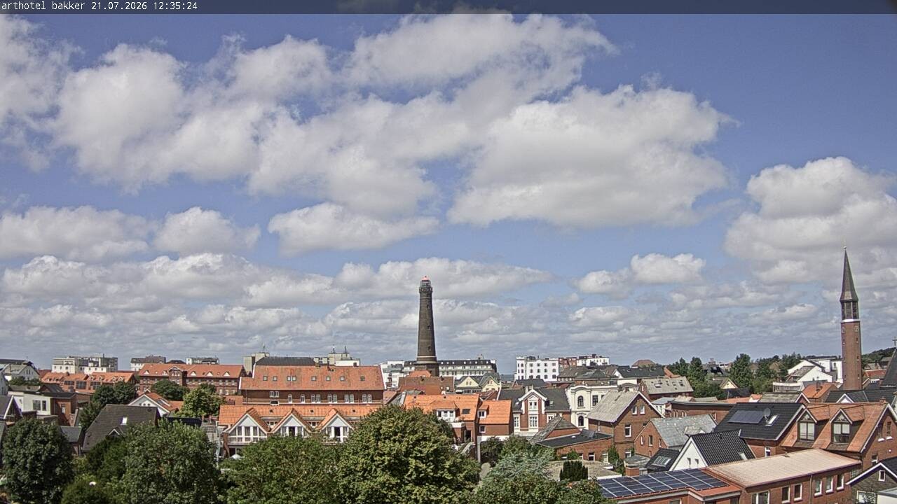 Archiv Foto Webcam Borkum: Blick auf Altstadt und Leuchtturm