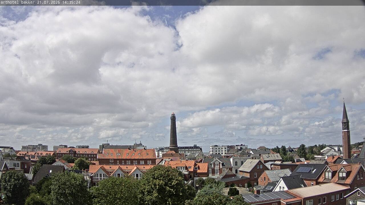 Archiv Foto Webcam Borkum: Blick auf Altstadt und Leuchtturm