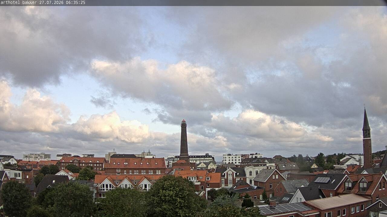 Archiv Foto Webcam Borkum: Blick auf Altstadt und Leuchtturm
