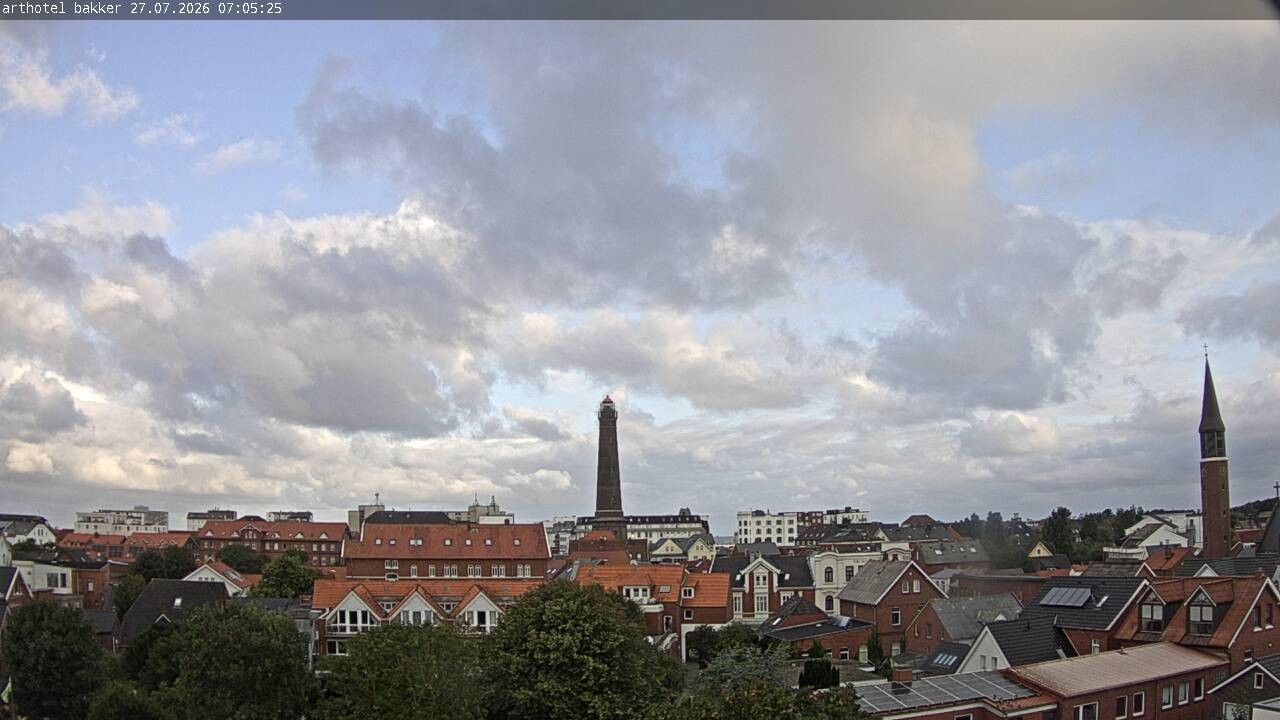 Archiv Foto Webcam Borkum: Blick auf Altstadt und Leuchtturm