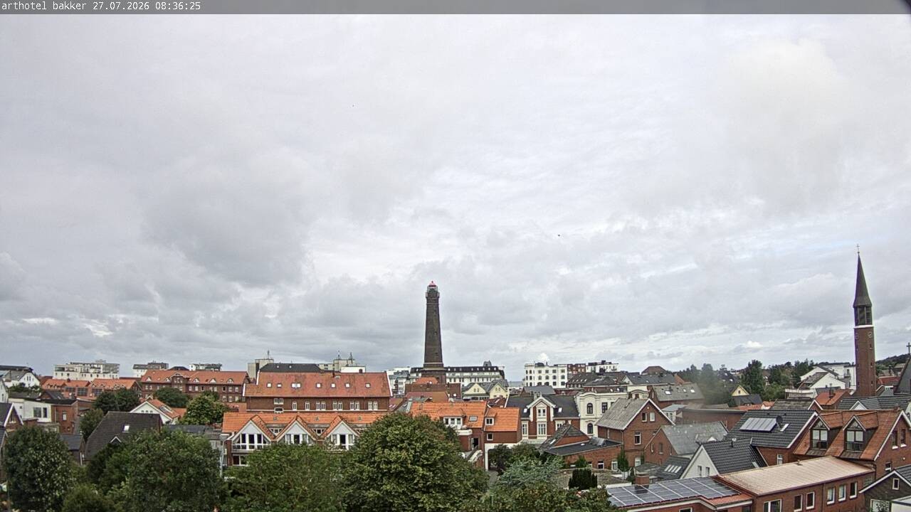 Archiv Foto Webcam Borkum: Blick auf Altstadt und Leuchtturm