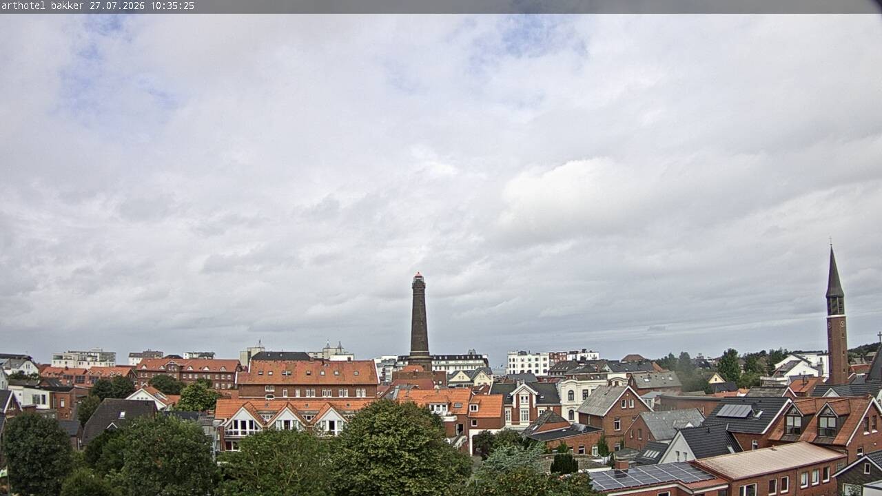 Archiv Foto Webcam Borkum: Blick auf Altstadt und Leuchtturm