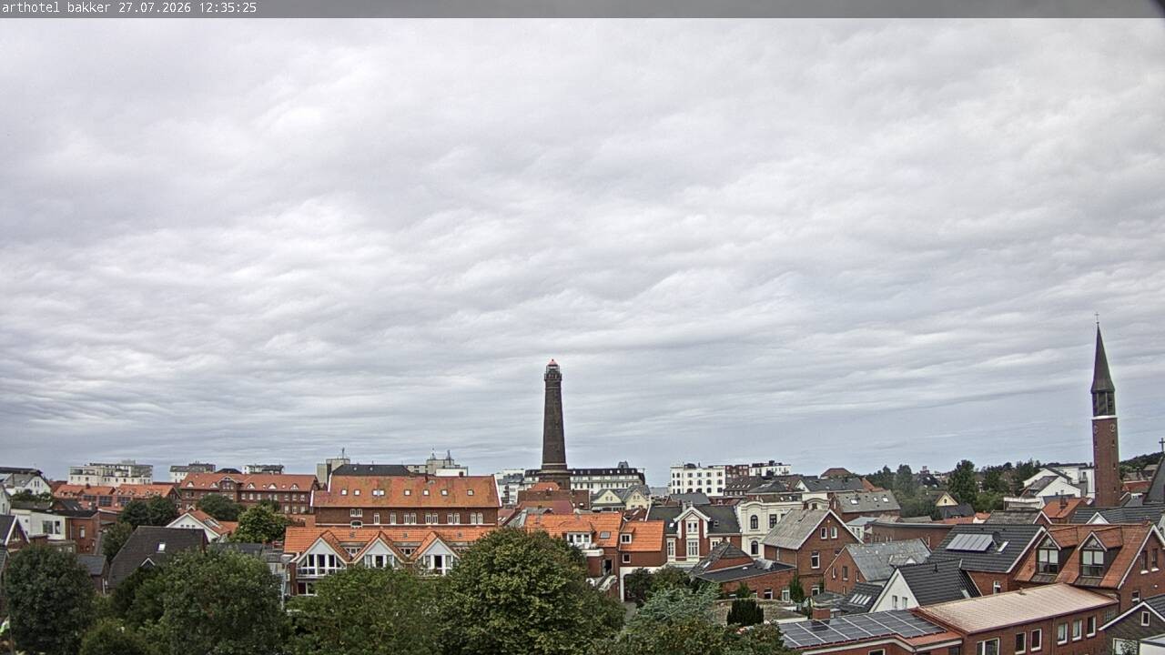 Archiv Foto Webcam Borkum: Blick auf Altstadt und Leuchtturm