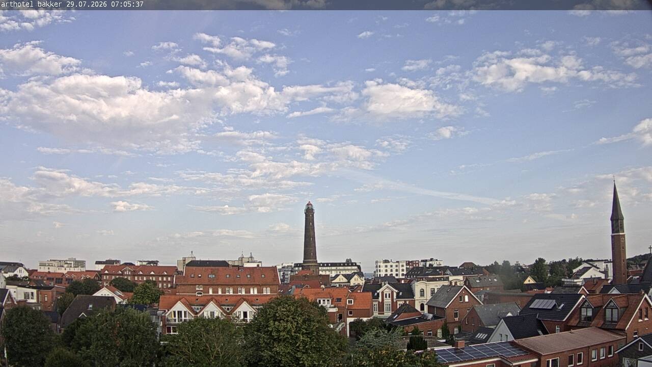 Archiv Foto Webcam Borkum: Blick auf Altstadt und Leuchtturm