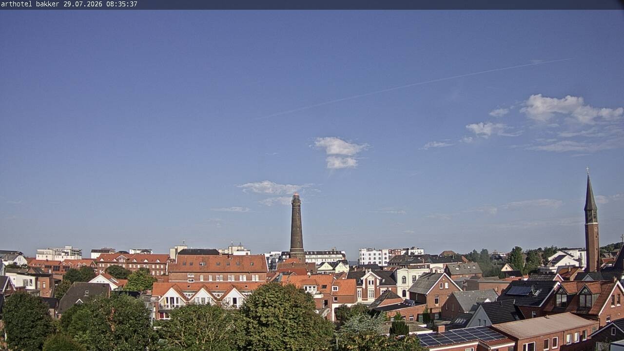 Archiv Foto Webcam Borkum: Blick auf Altstadt und Leuchtturm