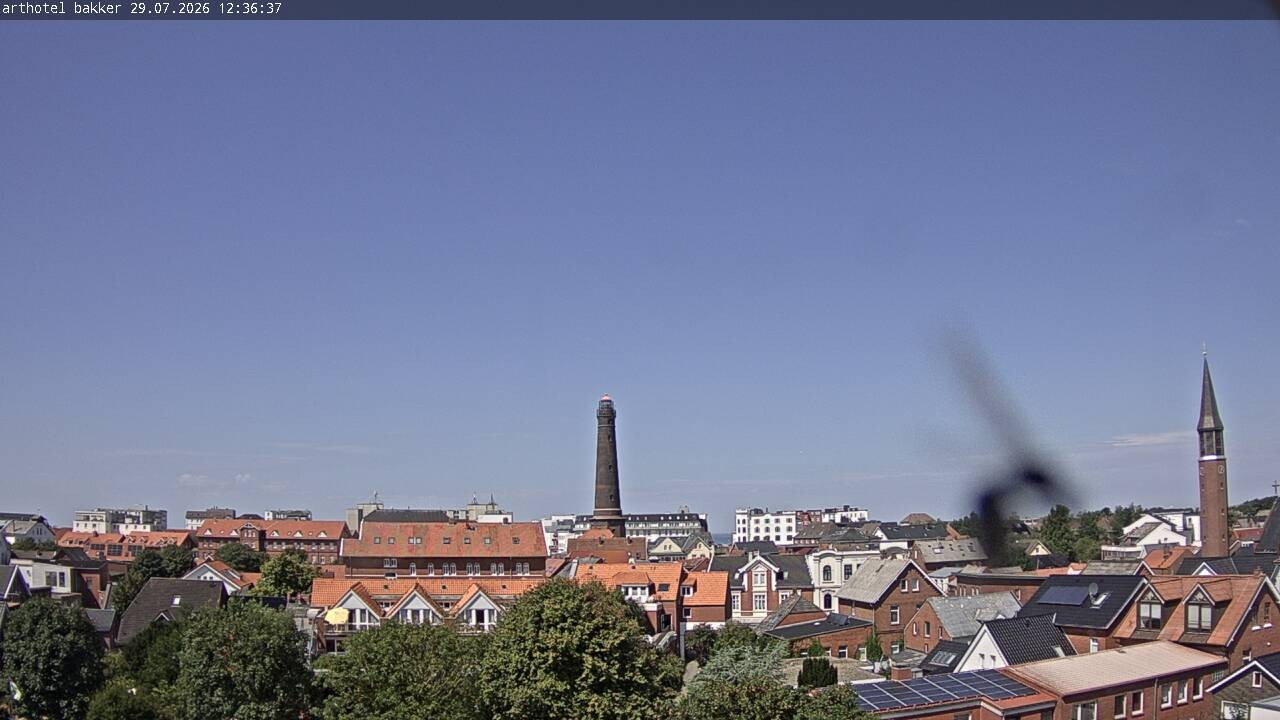 Archiv Foto Webcam Borkum: Blick auf Altstadt und Leuchtturm
