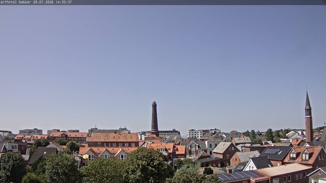 Archiv Foto Webcam Borkum: Blick auf Altstadt und Leuchtturm