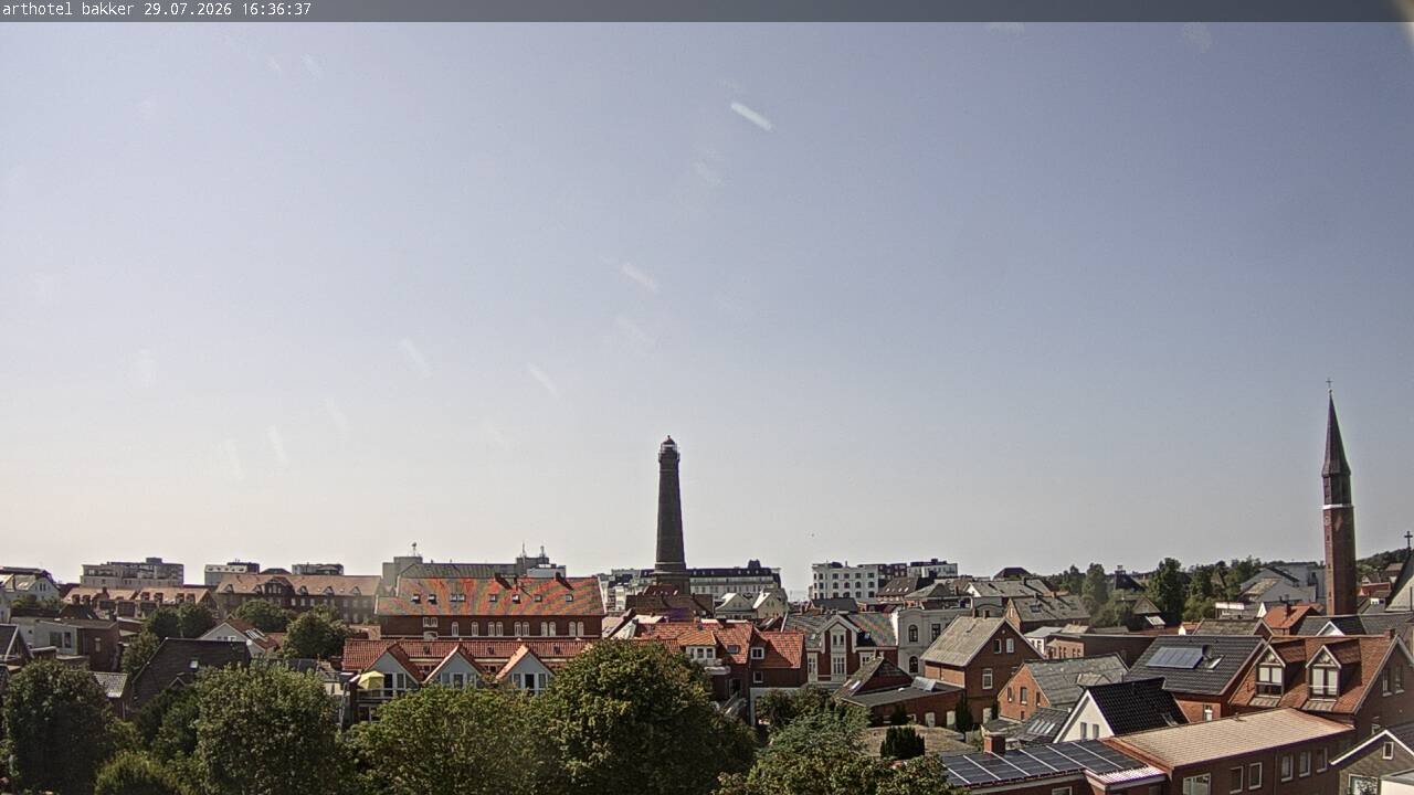 Archiv Foto Webcam Borkum: Blick auf Altstadt und Leuchtturm
