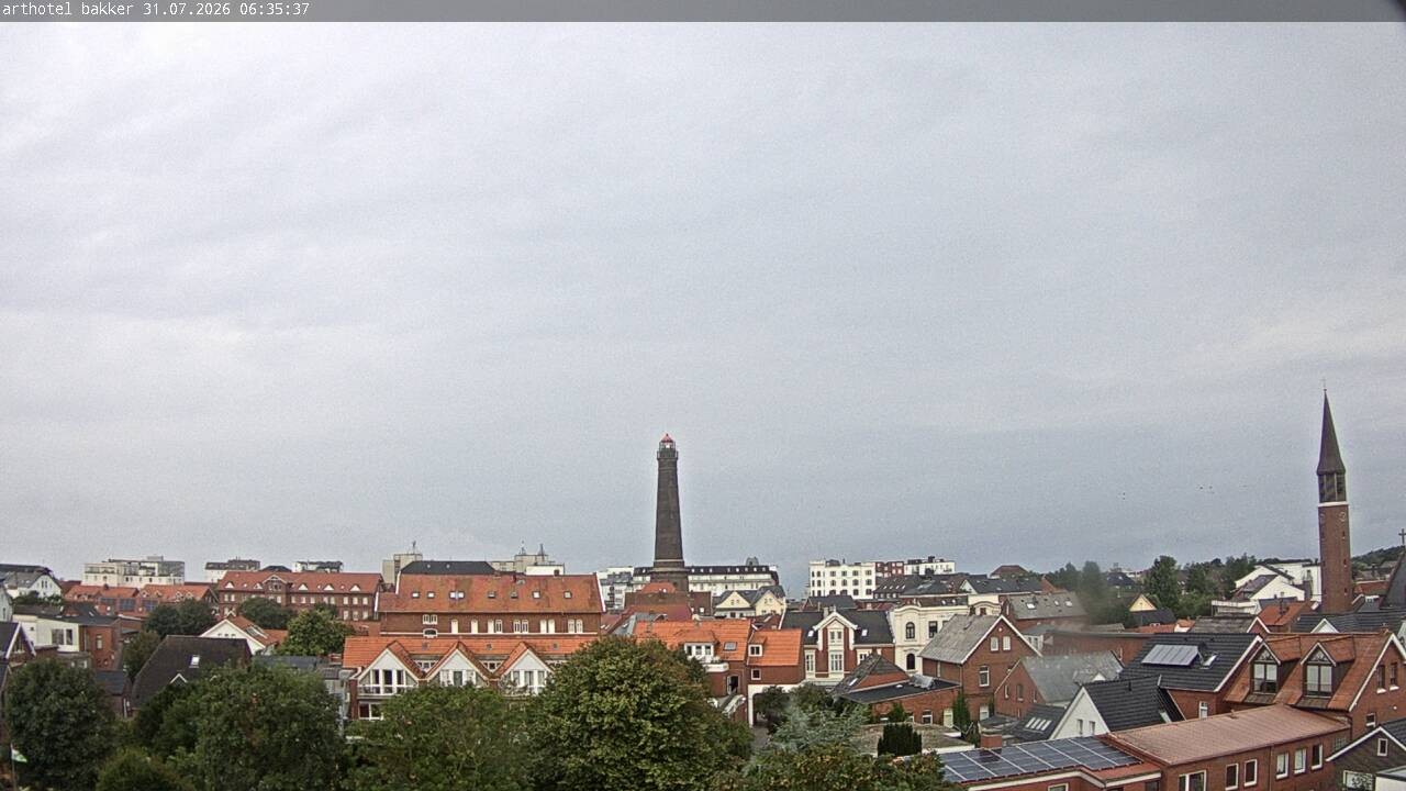 Archiv Foto Webcam Borkum: Blick auf Altstadt und Leuchtturm