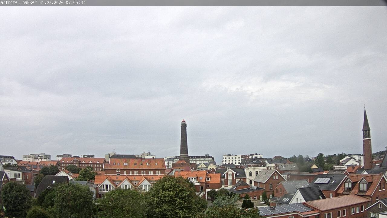 Archiv Foto Webcam Borkum: Blick auf Altstadt und Leuchtturm